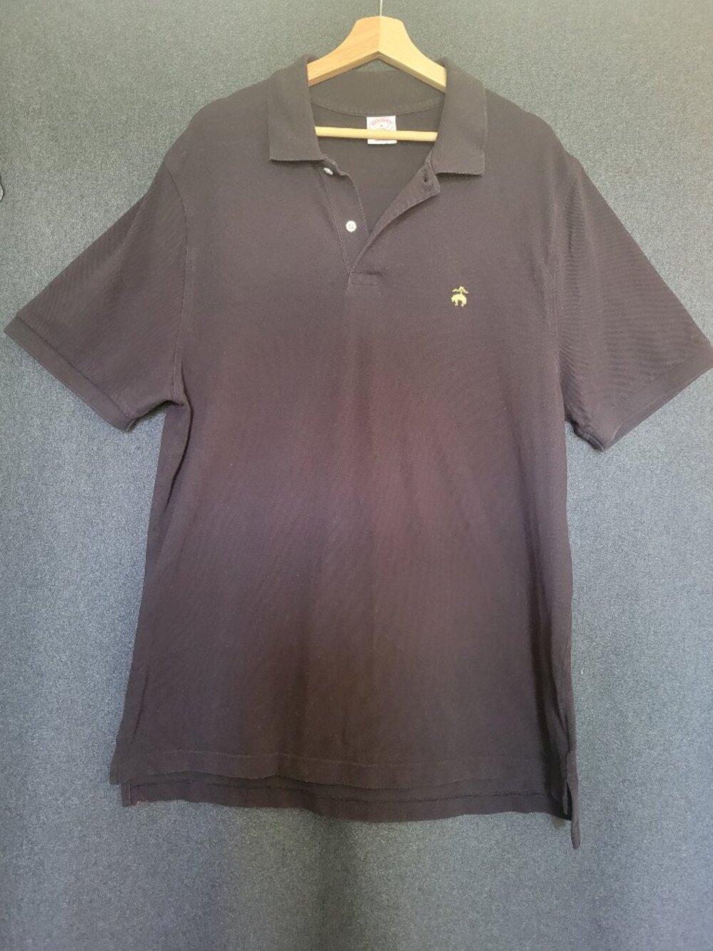 Brooks Brothers 1818 Black Cotton Performance Polo Shirt Golden Fleece Logo XL